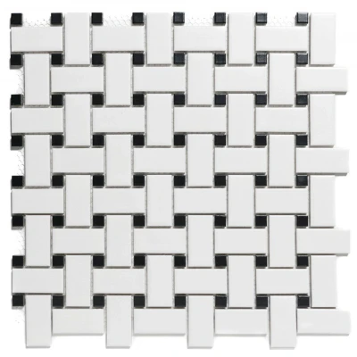 Afbeelding van The Mosaic Factory Paris Gevlochten Mand Zwart Wit Mat