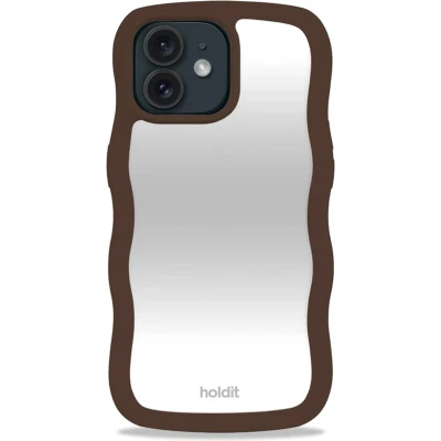Afbeelding van Holdit Hoesje Geschikt voor iPhone 12 / Pro Wavy Case Mirror bruin