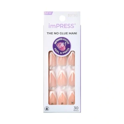 Afbeelding van KISS imPRESS Press On manicure, So French, middellang, vierkant, met PureFit technologie, voorbereidingspad, mini vijl, nagelriemstift en 30 kunstnagels