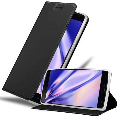 Afbeelding van Cadorabo Hoesje geschikt voor OnePlus 2 in CLASSY ZWART Beschermhoes met magnetische sluiting, standfunctie en kaartvakje Book Case Cover Etui