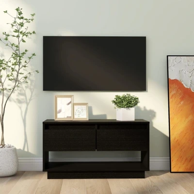 Afbeelding van Tv meubel 74x34x40 cm massief grenenhout zwart