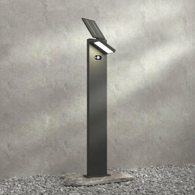 Afbeelding van Lucande Solar buitenverlichting 1licht aluminium, kunststof H: 100 cm grafietgrijs (RAL 840 M), wit Inclusief lichtbron