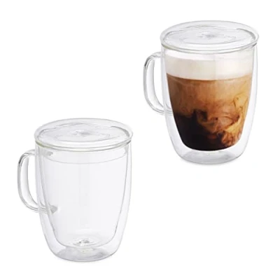 Afbeelding van Relaxdays dubbelwandige drinkglazen set van 2 sapglazen theeglazen transparant
