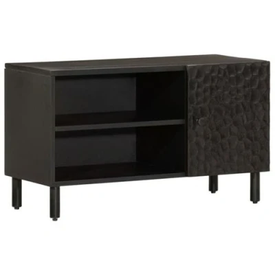 Afbeelding van Tv meubel 80x31x46 cm massief mangohout zwart