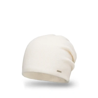 Afbeelding van VIVISENCE Wintermuts voor dames van warm wolgaren, klassiek, herfst, winter, comfortabele muts met perfecte pasvorm, drielaags op de rug, extra binnenvoering, model 7085, ECRU, Eén maat