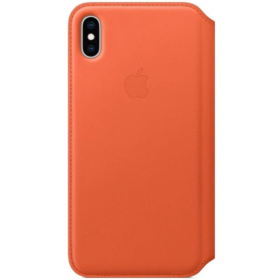 Afbeelding van Apple Leren Folio Hoesje voor iPhone Xs Max Sunset Orange