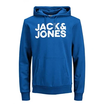 Afbeelding van JACK &amp; JONES Jjecorp Logo Noos Hoodie voor heren (1 stuk), Klassiek blauw/wit bedrukt