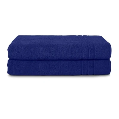 Afbeelding van Komfortec Set van 2 Handdoeken 80x200 cm 100% Katoen XXL Saunahanddoeken Badlaken Strandlaken Badhanddoek Douchelaken Zacht Hoge Absorptie Sneldrogend Blauw
