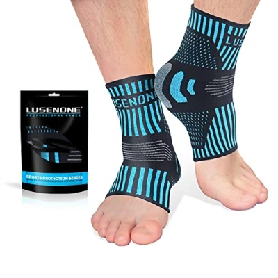 Afbeelding van 2 stuks professionele ademende enkelbanden voor plantaire fasciitis, antislip compressiekousen gewrichtspijn, gewrichtsbandschade, achillespeesontsteking, sport