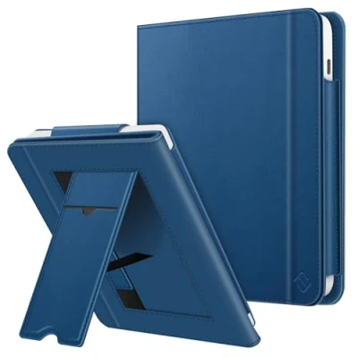 Afbeelding van FINTIE hoes compatibel met 7 inch Kobo Libra Colour 2024 / 2 2021 (model: N428 N418), e reader standaard kaartsleuf en polsband, marineblauw
