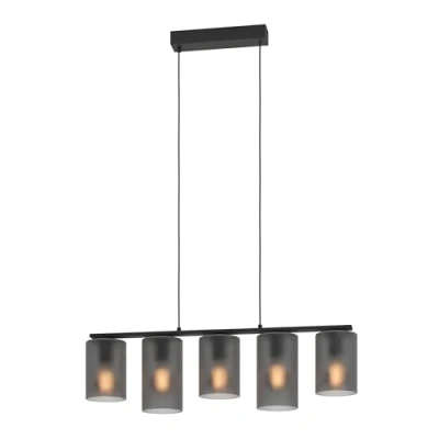 Afbeelding van EGLO Colomera Hanglamp E27 80 cm Zwart/Mat Grijs