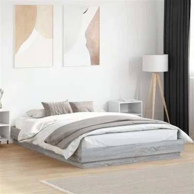 Afbeelding van vidaXL Bedframe met LED verlichting grijs sonoma eikenkleur 140x200 cm