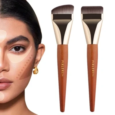 Afbeelding van Fixleren Set van 2 foundationkwasten, make upkwast, ultradunne foundationkwast, vloeibare schoonheidscadeau voor vrouwen en meisjes.