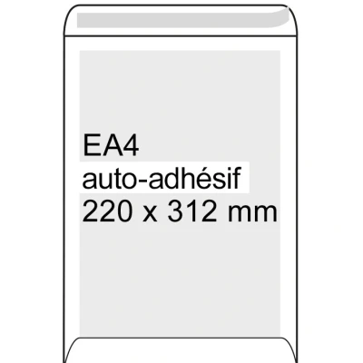 Image de Enveloppe dos carton 220 x 312 mm EA4 autoadhésive (100 pièces) blanc