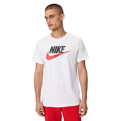 Afbeelding van Nike Sportswear TEE ICON Futura Unisex Tshirt print, Heren, Maat: Medium, White/black/university red