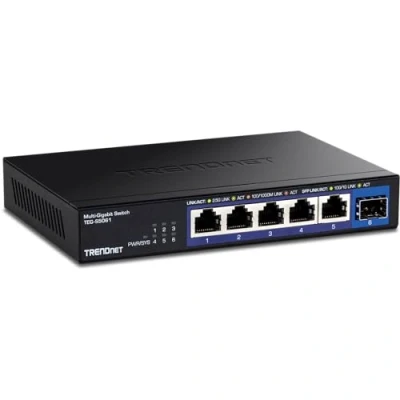 Image de TRENDnet TEG S5061 Version v1.0R commutateur non géré 5 x 1/2.5G 1 Gigabit / 10 SFP+ fixation murale Conformité TAA