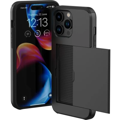 Afbeelding van iMoshion Hoesje Geschikt voor iPhone 15 Pro Max Ruimte 2 pasjes Backcover met pasjeshouder Zwart