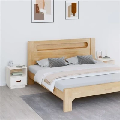 Afbeelding van Nachtkastjes 2 st 40x34x45 cm massief grenenhout wit
