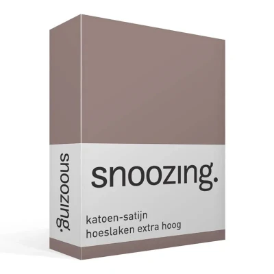 Afbeelding van Snoozing Katoen satijn Hoeslaken Extra Hoog Lits jumeaux 180x200 cm Taupe