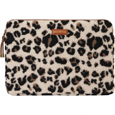 Afbeelding van Selencia Laptop Sleeve Laptophoes geschikt voor 13.3 inch / 13.6 14.2 14 Teddy Leopard