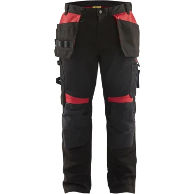 Afbeelding van Blaklader Werkbroek met spijkerzakken 1555 1860 Zwart/Rood C60