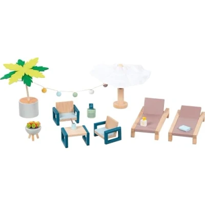 Afbeelding van Goki Houten Poppenhuis Tuinmeubelset Mallorca