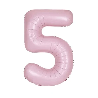 Afbeelding van Unique Party 13885 reuzenballon cijfer 5, 86 cm, roze layette mat