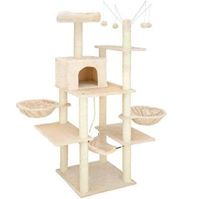 Afbeelding van tectake® Krabpaal Lilou beige 402932 kattenkrabpaal kattenpaal