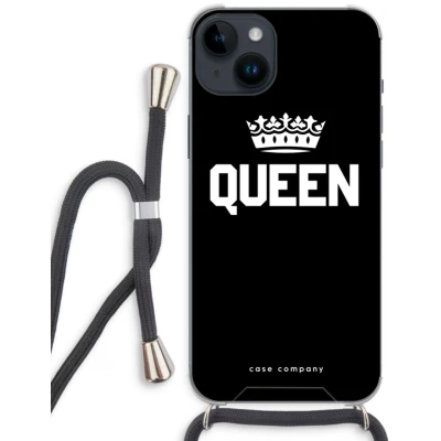 Afbeelding van Case Company® hoesje met Koord geschikt voor iPhone 14 Plus Queen Zwart Telefoonhoesje Extra Bescherming aan alle Kanten en Over de Schermrand