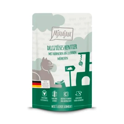 Afbeelding van MjAMjAM Cat Heerlijke Maaltijden Zakje 12x125g Rendier, Kip &amp; Wortels