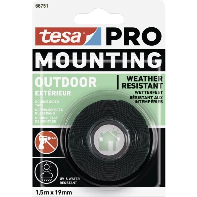 Afbeelding van tesa Mounting PRO Outdoor 66751 00000 00 Montagetape Transparant (l x b) 1.5 m 19 mm 1 stuk(s)