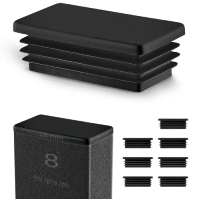 Afbeelding van EMFA Eindstuk voor rechthoekige buizen, dop, 20 x 15 mm, zwart, 8 stuks