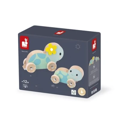 Image de Jeu d&#039;éveil en bois Janod Set de 2 tortues qui roulent Pure