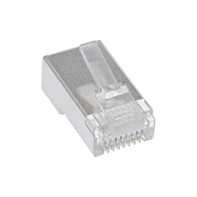 Afbeelding van InLine Pak van 100 modulaire stekkers 8P8C RJ45 voor krimpen op ronde kabel, Server accessoires, Transparant