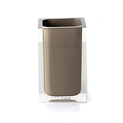 Afbeelding van Gedy Auckland Taupe, afmetingen en gewicht: 11 x 7,2 cm 0,29 kg, tandenborstelhouder van hoogwaardig, transparant kunsthars, R&amp;D design, handgemaakt, 2 jaar garantie, uniek