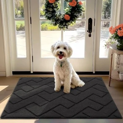 Afbeelding van Deurmatten Binnen Duiten 80X120CM Biscpro Schoonloopmat Vuilschraper,Antislip, Machinewasbaar ,Waterabsorberend, entree deurmat voor voordeur, gang, entree, keuken, slaapkamer (80x 120 cm, donker grijs)