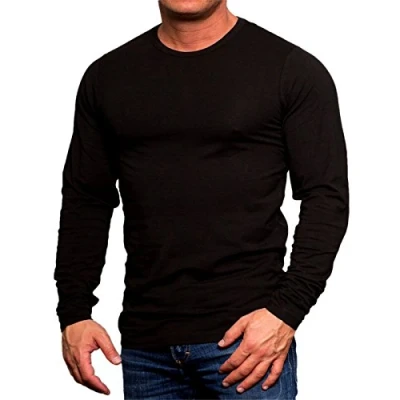 Image de JACK &amp; JONES Homme Chemise à manches longues Basic O neck Tee L/S Noos, Schwarz (Black), S