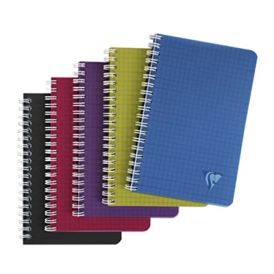 Afbeelding van Clairefontaine 329535C Collection Linicolor intensief notitieboek, spiraalbinding, 11 x 17 cm, 100 pagina&#039;s, kleine ruitjes, wit papier, 90 g, omslag van polypropyleen, transparant, willekeurige kleurkeuze