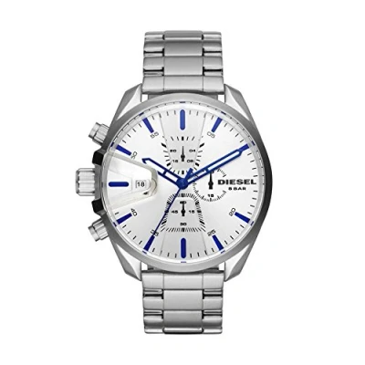 Afbeelding van Diesel Herenhorloge Ms9 Chrono, kwartsuurwerk, 54 mm roestvrijstalen behuizing met armband, DZ4473, Zilverkleur en Wit, Armband