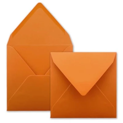 Afbeelding van FarbenFroh Set van 75 enveloppen, vierkant, terracotta (oranje), 15,5 x cm, zonder venster, nat plakband, 110 g/m², voor uitnodigingskaarten, bruiloft, verjaardag en meer