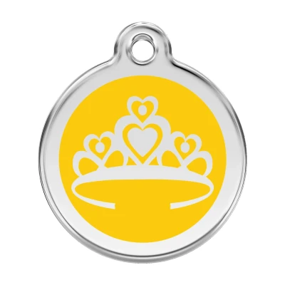Afbeelding van Crown Yellow roestvrijstalen hondenpenning large/groot dia. 3,8 cm RedDingo