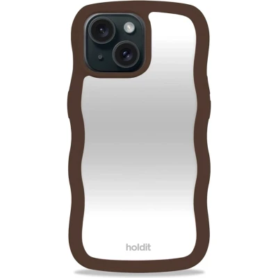 Afbeelding van Holdit Hoesje Geschikt voor iPhone 14 / 15 13 Wavy Case Mirror bruin