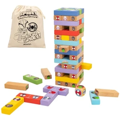 Afbeelding van WOOMAX Spidey 48750 Stapelbare houten blokkenset voor kinderen, speelgoed cadeaus bordspellen kinderen