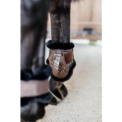 Afbeelding van Vegan Sheepskin young horse fetlock boots bruin/wol zwart L