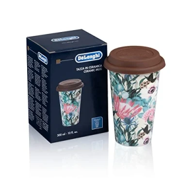 Afbeelding van De&#039;Longhi DLSC065 Thermosbeker van keramiek, 295 ml, met siliconen deksel, bloemenmotief
