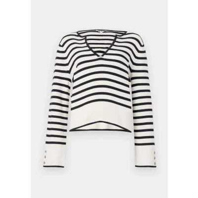 Afbeelding van Object Trui Objviva Lo L/s Knit Pullover 138 23046423 Sandshell/black Dames Maat XS