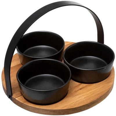 Afbeelding van Set voor voorgerechtjes Secret de Gourmet Zwart Keramiek 4 Onderdelen (Ø 21 cm)