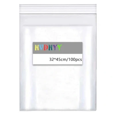 Afbeelding van HVDHYY 320 mm x 450 mm, transparante kunststof zakken, groot, met sluiting, 100 µm, verzegelde zak, opbergtas, geschikt voor het opbergen van kleding en snacks, stuks