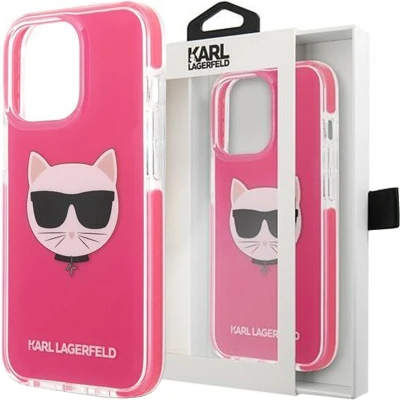 Afbeelding van Karl Lagerfeld KLHCP13LTPECPI iPhone 13 Pro / 6.1 hardcase fuchsia/fuschia Choupette Head