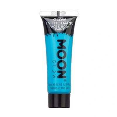 Afbeelding van Moon Glow Lichtgevende gezichts en lichaamsverf. 12 ml Blauw. Oplaadt met licht om het in donker weer te geven.